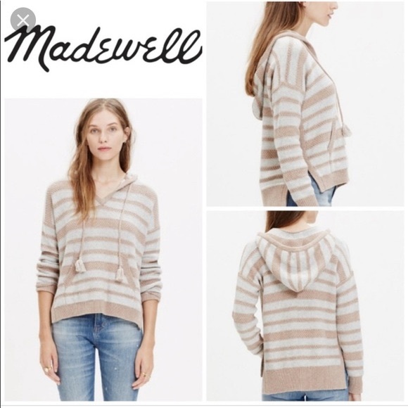 Madewell Sweaters - Madewell Chunky Knit Stripe Hoodie Sweater XS